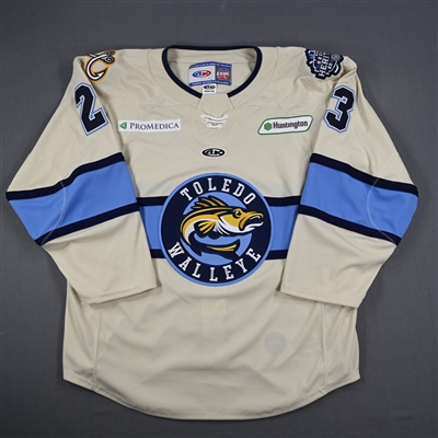 Conlan Keenan - Toledo Walleye - Game-Issued Cream Jersey - 2025 Warrior/ECHL Hockey Heritage Classic - Worn January 18, 2025 - Autographed