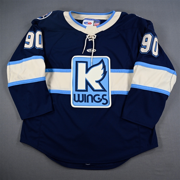 Jay Keranan - Kalamazoo Wings - Game-Issued Navy Jersey - 2025 Warrior/ECHL Hockey Heritage Classic - January 18, 2025 - 2nd Period, 3rd Period & Overtime