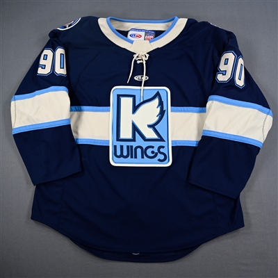 Jay Keranan - Kalamazoo Wings - Game-Issued Navy Jersey - 2025 Warrior/ECHL Hockey Heritage Classic - January 18, 2025 - 2nd Period, 3rd Period & Overtime