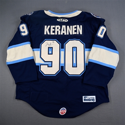 Jay Keranan - Kalamazoo Wings - Game-Issued Navy Jersey - 2025 Warrior/ECHL Hockey Heritage Classic - January 18, 2025 - 2nd Period, 3rd Period & Overtime