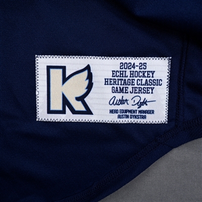 Jay Keranan - Kalamazoo Wings - Game-Issued Navy Jersey - 2025 Warrior/ECHL Hockey Heritage Classic - January 18, 2025 - 2nd Period, 3rd Period & Overtime