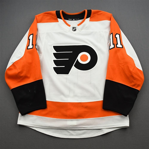 Travis Konecny - Philadelphia Flyers - Game-Worn White Set 1 Jersey - 2020-21 NHL Season