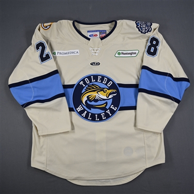 Brandon Kruse - Toledo Walleye - Game-Worn Cream Jersey - 2025 Warrior/ECHL Hockey Heritage Classic - Worn January 18, 2025 - Autographed