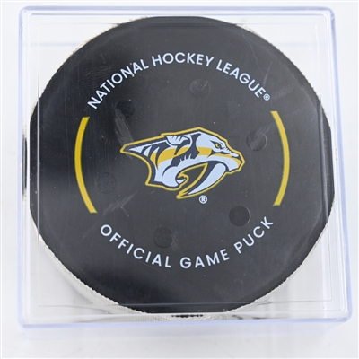 Alex Laferriere - Los Angeles Kings - Goal Puck - December 21, 2024 vs. Nashville Predators (Predators Logo)