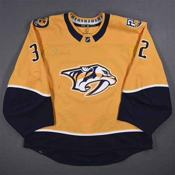 Kevin Lankinen - Nashville Predators - Game-Worn Gold Set 2 w/ 25th Anniversary Patch Jersey - 2023-24 NHL Season