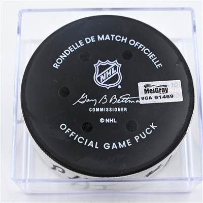 Scott Laughton - Philadelphia Flyers - Goal Puck - November 27, 2024 vs. Nashville Predators (Predators Logo)