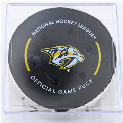Scott Laughton - Philadelphia Flyers - Goal Puck - November 27, 2024 vs. Nashville Predators (Predators Logo)