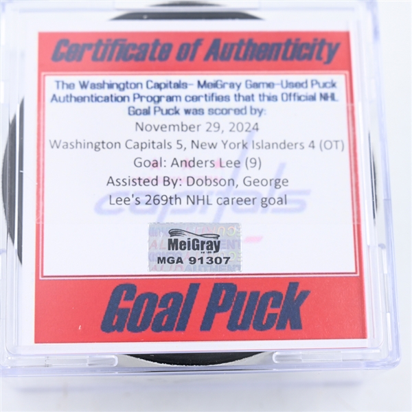 Anders Lee - New York Islanders - Goal Puck - November 29, 2024 vs. Washington Capitals (Capitals 50th Anniversary Logo)