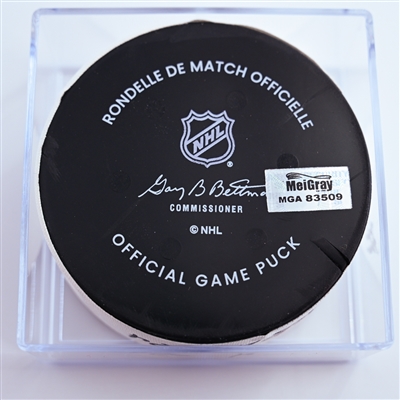 Connor McMichael - Washington Capitals - Goal Puck - December 20, 2024 vs. Carolina Hurricanes (Capitals' 50th Anniversary Logo)