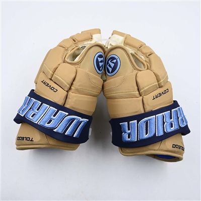 Griffin Ness - Toledo Walleye - Game-Worn Cream, Warrior Covert Gloves - 2025 Warrior/ECHL Hockey Heritage Classic - Worn January 18, 2025 - Autographed