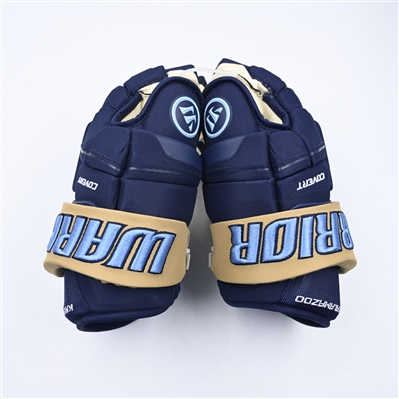 Ryan Naumovski - Kalamazoo Wings - Game-Issued Navy, Warrior Covert Gloves - 2025 Warrior/ECHL Hockey Heritage Classic - Autographed