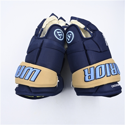 Collin Saccoman - Kalamazoo Wings - Game-Worn Navy, Warrior Covert Gloves - 2025 Warrior/ECHL Hockey Heritage Classic - Worn January 18, 2025 - Autographed