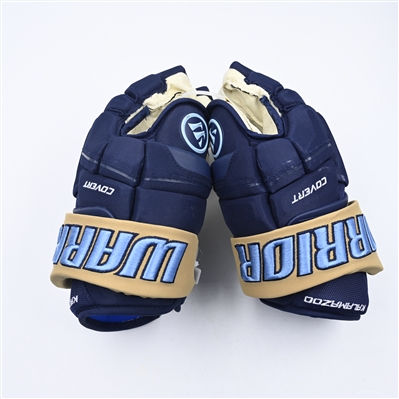 Quinn Preston - Kalamazoo Wings - Game-Worn Navy, Warrior Covert Gloves - 2025 Warrior/ECHL Hockey Heritage Classic - Worn January 18, 2025 - Autographed