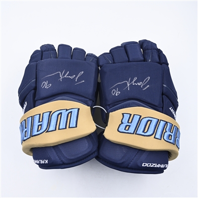 Jay Keranen - Kalamazoo Wings - Game-Issued Navy, Warrior Covert Gloves - 2025 Warrior/ECHL Hockey Heritage Classic - Autographed