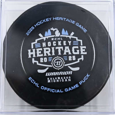 Carson Bantle - Toledo Walleye - Goal Puck - 2025 Warrior/ECHL Hockey Heritage Classic - January 18, 2025 vs. Kalamazoo K-Wings (2025 Heritage Classic Logo)