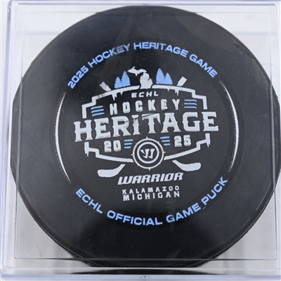 Game Puck - 2025 Warrior/ECHL Hockey Heritage Classic - January 18, 2025 vs. Toledo Walleye (2025 Heritage Classic Logo)