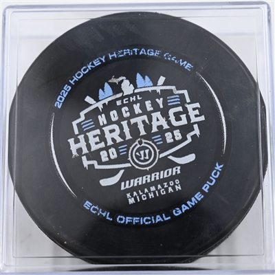 Game Puck - 2025 Warrior/ECHL Hockey Heritage Classic - January 18, 2025 vs. Toledo Walleye (2025 Heritage Classic Logo)