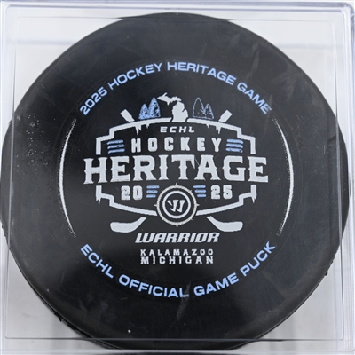 Game Puck - 2025 Warrior/ECHL Hockey Heritage Classic - January 18, 2025 vs. Toledo Walleye (2025 Heritage Classic Logo)