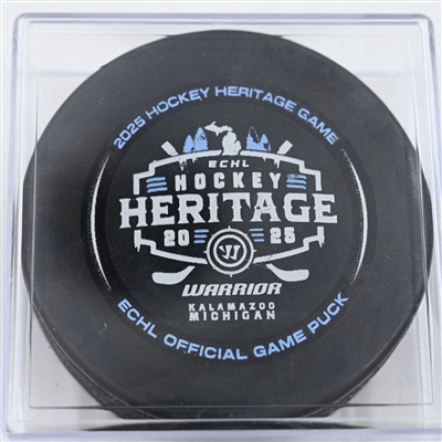 Game Puck - 2025 Warrior/ECHL Hockey Heritage Classic - January 18, 2025 vs. Toledo Walleye (2025 Heritage Classic Logo)