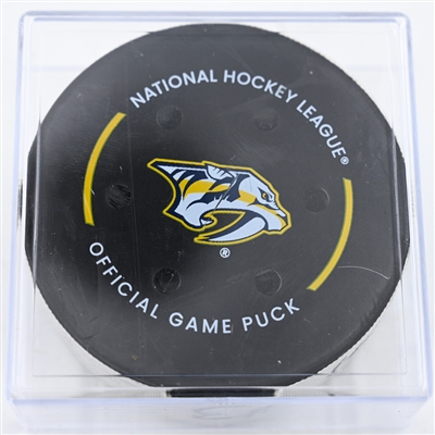 Jonathan Marchessault - Nashville Predators - Goal Puck - December 10, 2024 vs. Calgary Flames (Predators Logo)