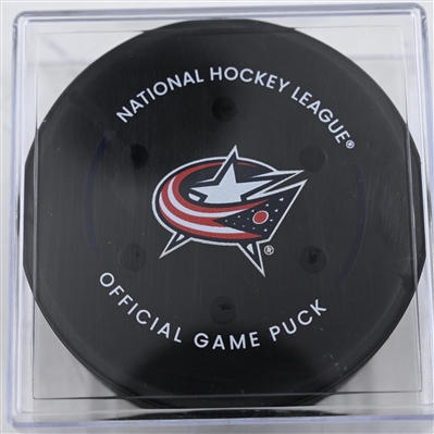 Kirill Marchenko - Columbus Blue Jackets - Goal Puck - December 31, 2024 vs. Carolina Hurricanes (Blue Jackets Logo)