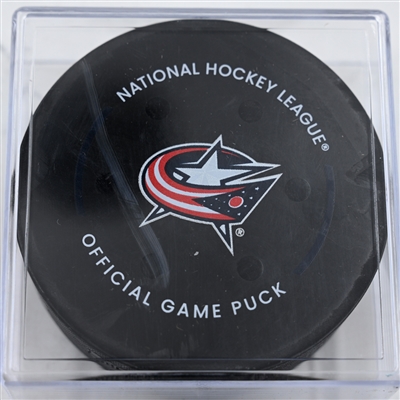 Kirill Marchenko - Columbus Blue Jackets - Goal Puck - December 23, 2024 vs. Montreal Canadiens (Blue Jackets Logo)