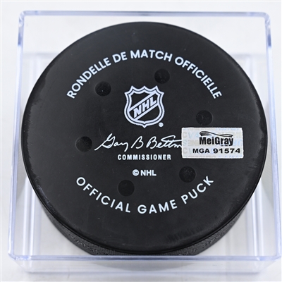 Kirill Marchenko - Columbus Blue Jackets - Goal Puck - November 29, 2024 vs. Calgary Flames (Blue Jackets Logo)