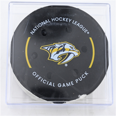 Jonathan Marchessault - Nashville Predators - Goal Puck - December 17, 2024 vs. Calgary Flames (Predators Logo)