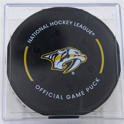 Jonathan Marchessault - Nashville Predators - Goal Puck - December 21, 2024 vs. Los Angeles Kings (Predators Logo)