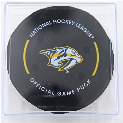 Jonathan Marchessault - Nashville Predators - Goal Puck - December 23, 2024 vs. Carolina Hurricanes (Predators Logo)