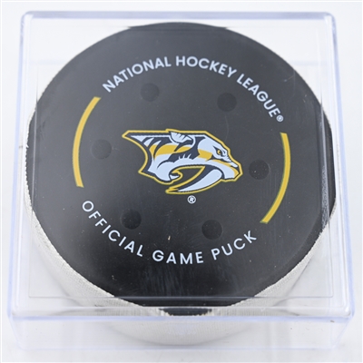 Jonathan Marchessault - Nashville Predators - Goal Puck - December 10, 2024 vs. Calgary Flames (Predators Logo)