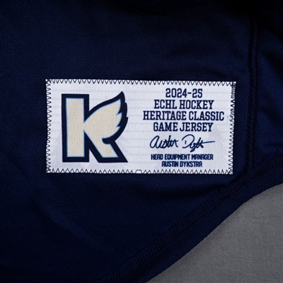 Jon Martin - Kalamazoo Wings - Game-Worn Navy Jersey - 2025 Warrior/ECHL Hockey Heritage Classic - Worn January 18, 2025 - 2nd Period, 3rd Period & Overtime - Autographed