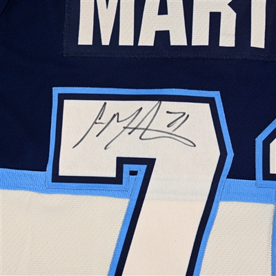 Jon Martin - Kalamazoo Wings - Game-Worn Navy Jersey - 2025 Warrior/ECHL Hockey Heritage Classic - Worn January 18, 2025 - 2nd Period, 3rd Period & Overtime - Autographed
