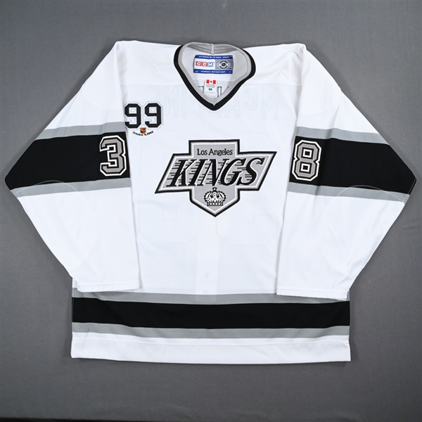 Chris McAlpine - Game-Issued White Throwback Jersey w/ Wayne Gretzky #99 Retirement Night Patch - 10/9/02 - 3rd Period