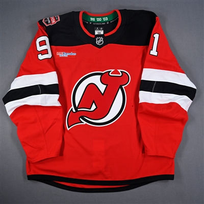 Dawson Mercer - Game-Worn Red w/ Jacques Lemaire Ring of Honor Patch Jersey - Jan. 22, 2025