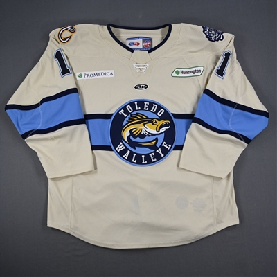 Brendon Michaelian - Toledo Walleye - Game-Worn Cream Jersey - 2025 Warrior/ECHL Hockey Heritage Classic - Worn January 18, 2025 - Autographed