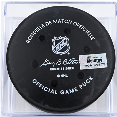 Sean Monahan - Columbus Blue Jackets - Goal Puck - December 10, 2024 vs. Philadelphia Flyers (Blue Jackets Logo)
