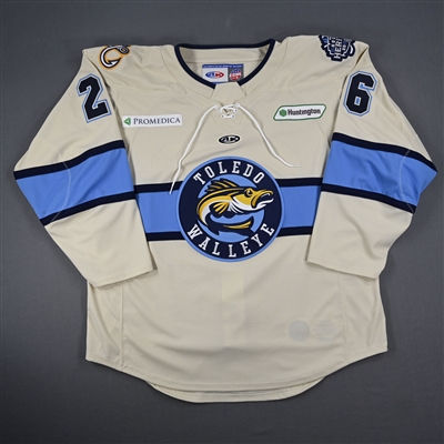 Nolan Moyle - Toledo Walleye - Game-Issued Cream Jersey - 2025 Warrior/ECHL Hockey Heritage Classic - January 18, 2025