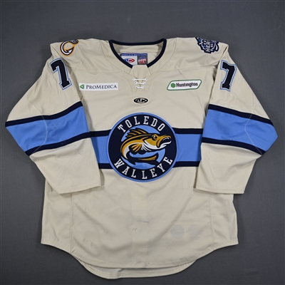 Griffin Ness - Toledo Walleye - Game-Worn Cream Jersey - 2025 Warrior/ECHL Hockey Heritage Classic - Worn January 18, 2025 - Autographed