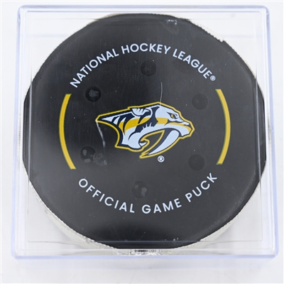 Ryan O'Reilly - Nashville Predators - Goal Puck - December 23, 2024 vs. Carolina Hurricanes (Predators Logo)