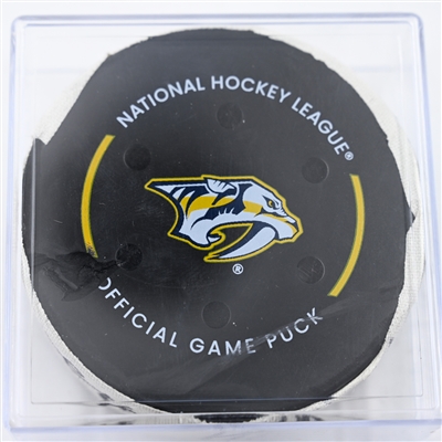 Ryan O'Reilly - Nashville Predators - Goal Puck - November 27, 2024 vs. Philadelphia Flyers (Predators Logo)