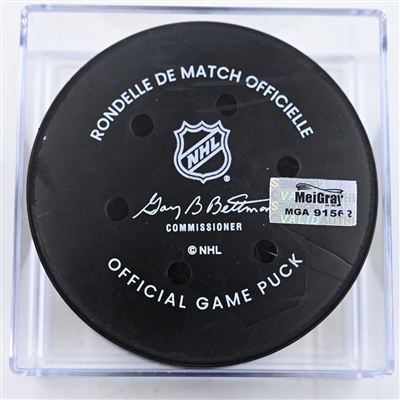 Mathieu Olivier - Columbus Blue Jackets - Goal Puck - November 27, 2024 vs. Montreal Canadiens (Blue Jackets Logo)