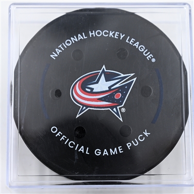 Mathieu Olivier - Columbus Blue Jackets - Goal Puck - November 27, 2024 vs. Montreal Canadiens (Blue Jackets Logo)