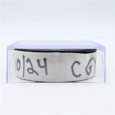 Brayden Pachal - Calgary Flames - Goal Puck - December 10, 2024 vs. Nashville Predators (Predators Logo)