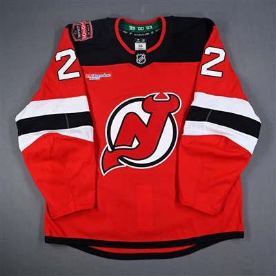 Brett Pesce - Game-Worn Red w/ Jacques Lemaire Ring of Honor Patch Jersey - Jan. 22, 2025