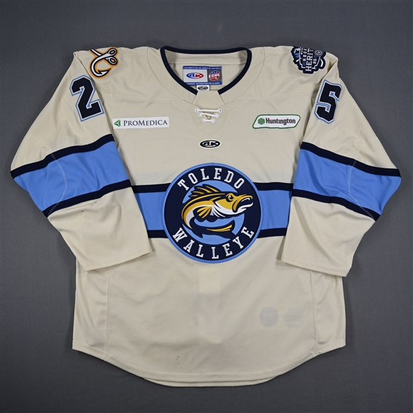 Jed Pietila - Toledo Walleye - Game-Worn Cream Jersey - 2025 Warrior/ECHL Hockey Heritage Classic - Worn January 18, 2025 - Autographed