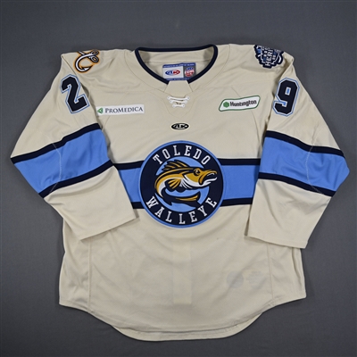 Darian Pilon - Toledo Walleye - Game-Worn Cream Jersey - 2025 Warrior/ECHL Hockey Heritage Classic - Worn January 18, 2025 - Autographed