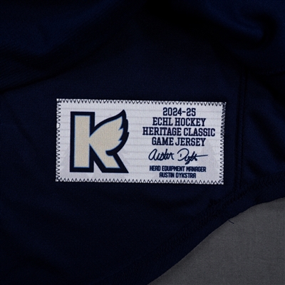 Drake Pilon - Kalamazoo Wings - Game-Worn Navy Jersey - 2025 Warrior/ECHL Hockey Heritage Classic - Worn January 18, 2025 - 2nd Period, 3rd Period & Overtime - Autographed