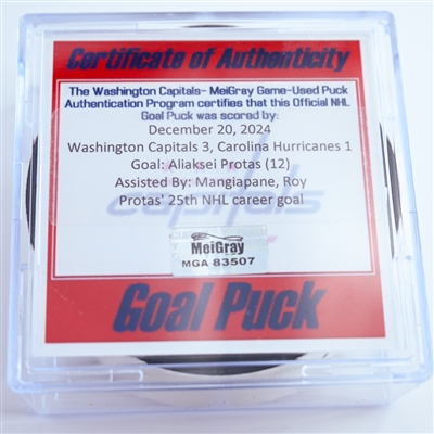 Aliaksei Protas - Washington Capitals - Goal Puck - December 20, 2024 vs. Carolina Hurricanes (Capitals' 50th Anniversary Logo)