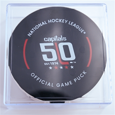 Aliaksei Protas - Washington Capitals - Goal Puck - December 20, 2024 vs. Carolina Hurricanes (Capitals' 50th Anniversary Logo)